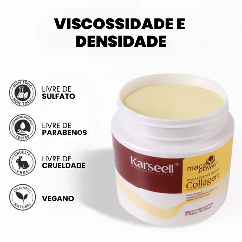 Máscara Karseell Collagen 500ml - Tratamento Capilar para Hidratação e Brilho