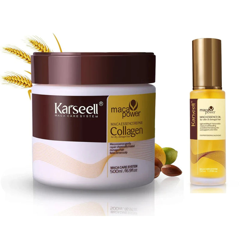 Máscara Karseell Collagen 500ml - Tratamento Capilar para Hidratação e Brilho