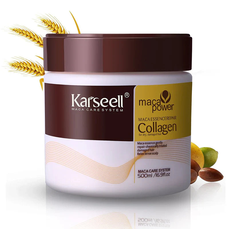Máscara Karseell Collagen 500ml - Tratamento Capilar para Hidratação e Brilho